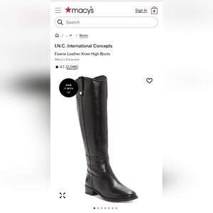 INC International Concepts Black Real Leather Riding Boots